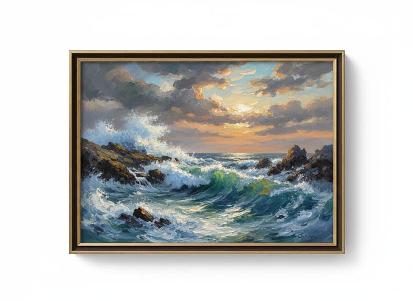 Close-up of a valuable oil painting showing brushwork detail
